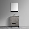 Greyland Cement Grey Freestanding Bathroom Vanity with Ceramic Sink, 2 Doors & Drawer - BUILDMYPLACE