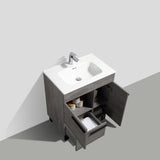 Greyland Cement Grey Freestanding Bathroom Vanity with Ceramic Sink, 2 Doors & Drawer - BUILDMYPLACE