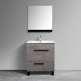 Greyland Cement Grey Freestanding Bathroom Vanity with Ceramic Sink, 2 Doors & Drawer - BUILDMYPLACE