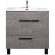 Greyland Cement Grey Freestanding Bathroom Vanity with Ceramic Sink, 2 Doors & Drawer - BUILDMYPLACE