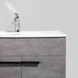 Greyland Cement Grey Freestanding Bathroom Vanity with Ceramic Sink, 2 Doors & Drawer - BUILDMYPLACE