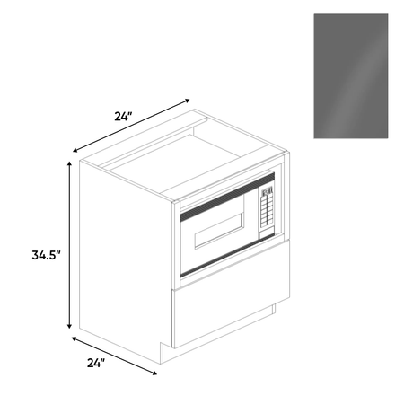 Gris Plomo Gloss - Base Microwave Cabinet - 24"W x 34.5"H x 24"D - Pre Assembled - Frameless Cabinet - BUILDMYPLACE