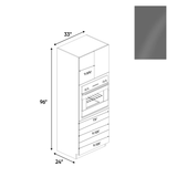 Gris Plomo Gloss - Tall Oven Cabinet - 33"W x 96"H x 24"D - Pre Assembled - Frameless Cabinet - BUILDMYPLACE