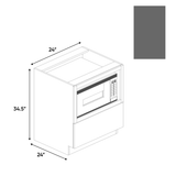 Gris Plomo Matte - Base Microwave Cabinet - 24"W x 34.5"H x 24"D - Pre Assembled - Frameless Cabinet - BUILDMYPLACE