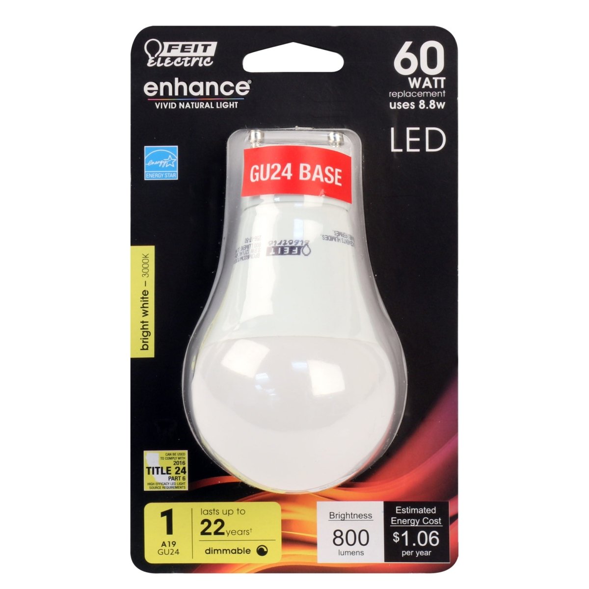 GU24 LED Light Bulb, 8.8 Watts, Dimmable, 800 Lumens - BUILDMYPLACE