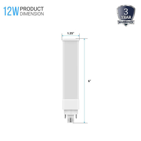 GX24Q LED PL Lamp - 4 - Pin - 12W - 5000K - 1100 Lm - Daylight White - 1 Pack - BUILDMYPLACE