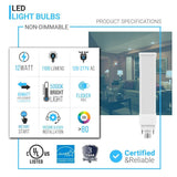 GX24Q LED PL Lamp - 4 - Pin - 12W - 5000K - 1100 Lm - Daylight White - 1 Pack - BUILDMYPLACE