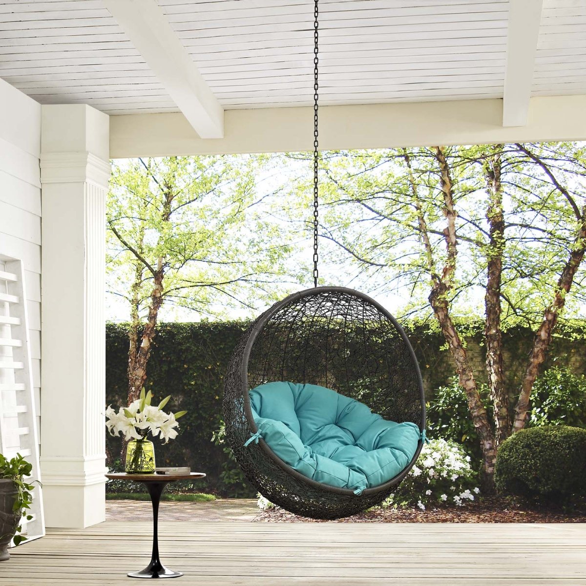 Hammock Chair Porch Bean Outdoor Patio Swing Chair - Without Swing Chair With Comfortable Cushions Seat - BUILDMYPLACE