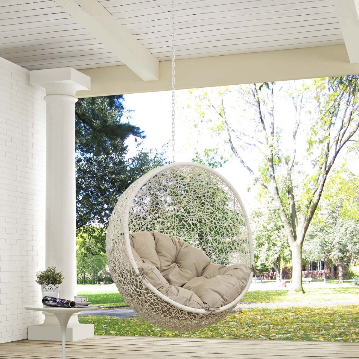 Hammock Chair Porch Bean Outdoor Patio Swing Chair - Without Swing Chair With Comfortable Cushions Seat - BUILDMYPLACE