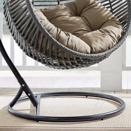 Hammock Net Swing Chair, Garner Teardrop Outdoor Patio Swing Chair in Gray Color - With 2 Seat Cushions - BUILDMYPLACE