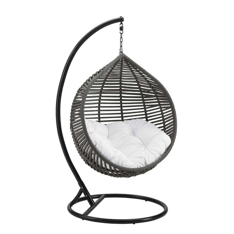 Hammock Net Swing Chair, Garner Teardrop Outdoor Patio Swing Chair in Gray Color - With 2 Seat Cushions - BUILDMYPLACE