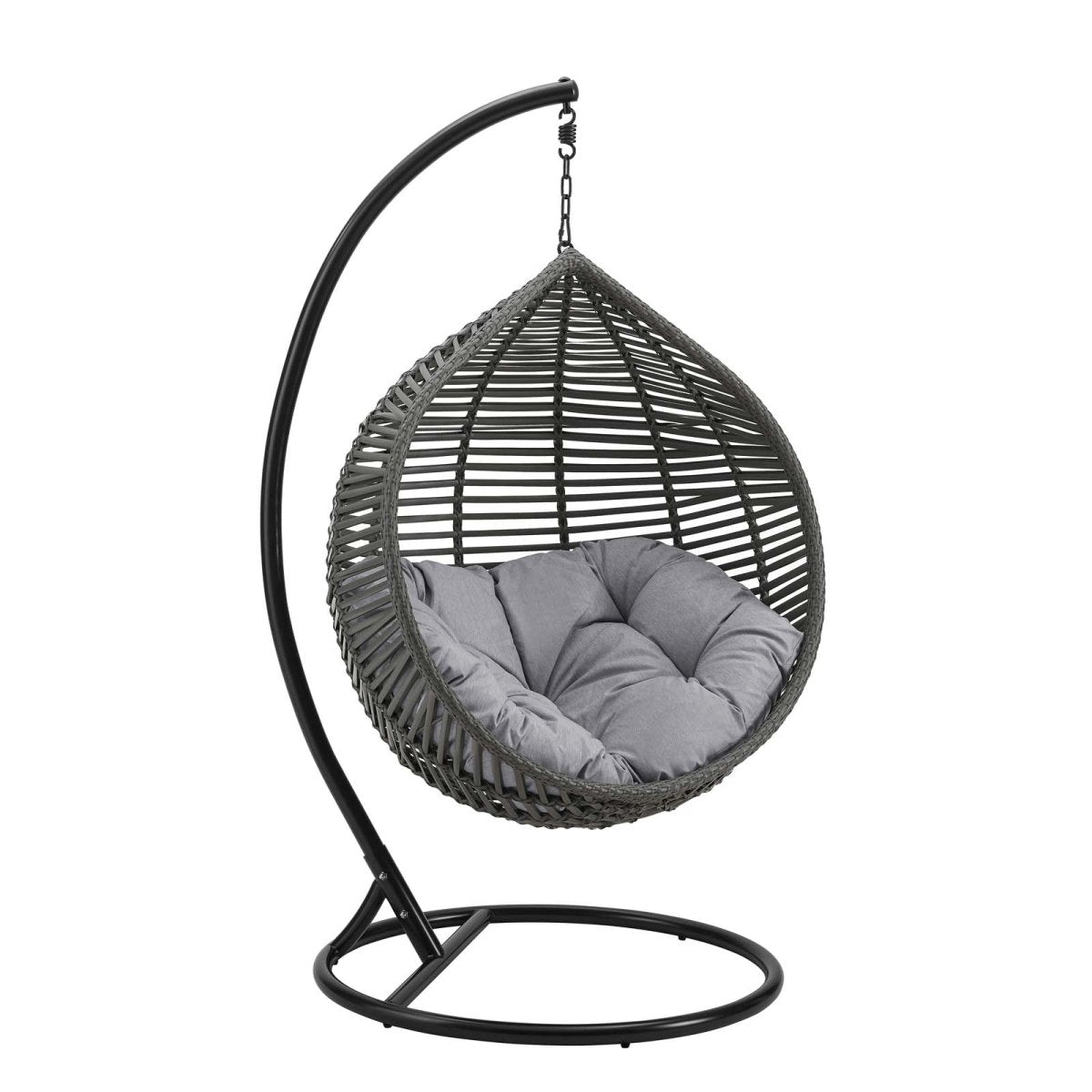 Hammock Net Swing Chair, Garner Teardrop Outdoor Patio Swing Chair in Gray Color - With 2 Seat Cushions - BUILDMYPLACE