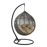 Hammock Net Swing Chair, Garner Teardrop Outdoor Patio Swing Chair in Gray Color - With 2 Seat Cushions - BUILDMYPLACE