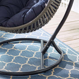 Hammock Net Swing Chair, Garner Teardrop Outdoor Patio Swing Chair in Gray Color - With 2 Seat Cushions - BUILDMYPLACE