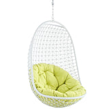 Hammock Swing Chair For Indoor Outdoor Use - In White Frame With Green Cushion(With hanging Stand) - BUILDMYPLACE