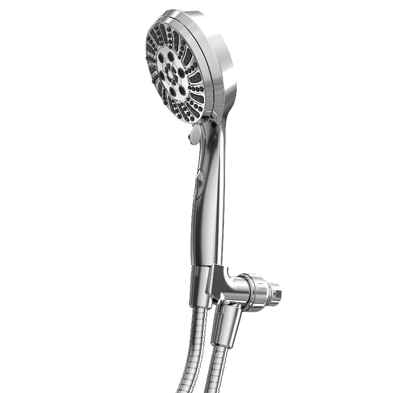 Handheld Shower 6 - Settings with arm mount , Flow regulator With Fast change to trickle function by push button - BUILDMYPLACE