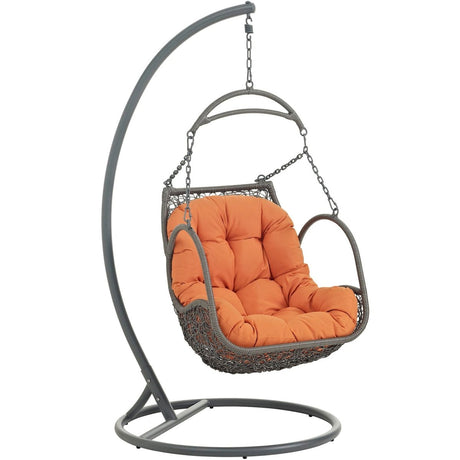 Hanging Arbor Swing Chair - Weather Fastness Hanging Chair With Cushions In Multicolor - Swing Chair With Stand - BUILDMYPLACE