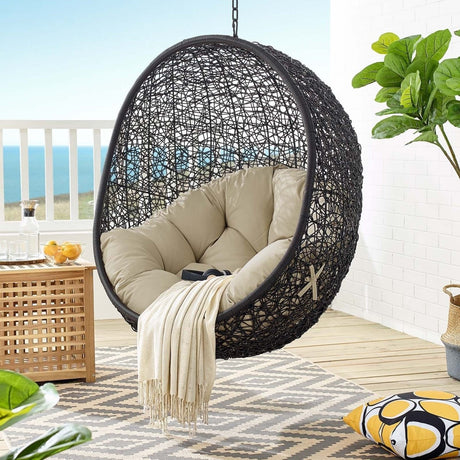 Hanging Basket Swing Chair For Indoor and Outdoor Decor - Encase Swing Outdoor Patio Lounge Chair - BUILDMYPLACE