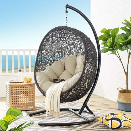 Hanging Basket Swing Chair For Indoor and Outdoor Decor - Encase Swing Outdoor Patio Lounge Chair - BUILDMYPLACE