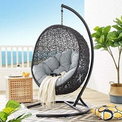 Hanging Basket Swing Chair For Indoor/Outdoor Decor - Encase Swing Outdoor Patio Lounge Chair - BUILDMYPLACE