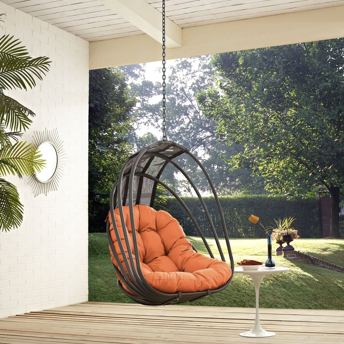 Hanging Outdoor Wicker Chair, Whish Patio Swing Chair - Swing Chair With Chain - BUILDMYPLACE