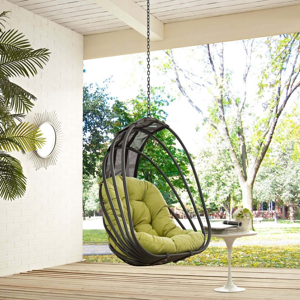 Hanging Outdoor Wicker Chair, Whish Patio Swing Chair - Swing Chair With Chain - BUILDMYPLACE