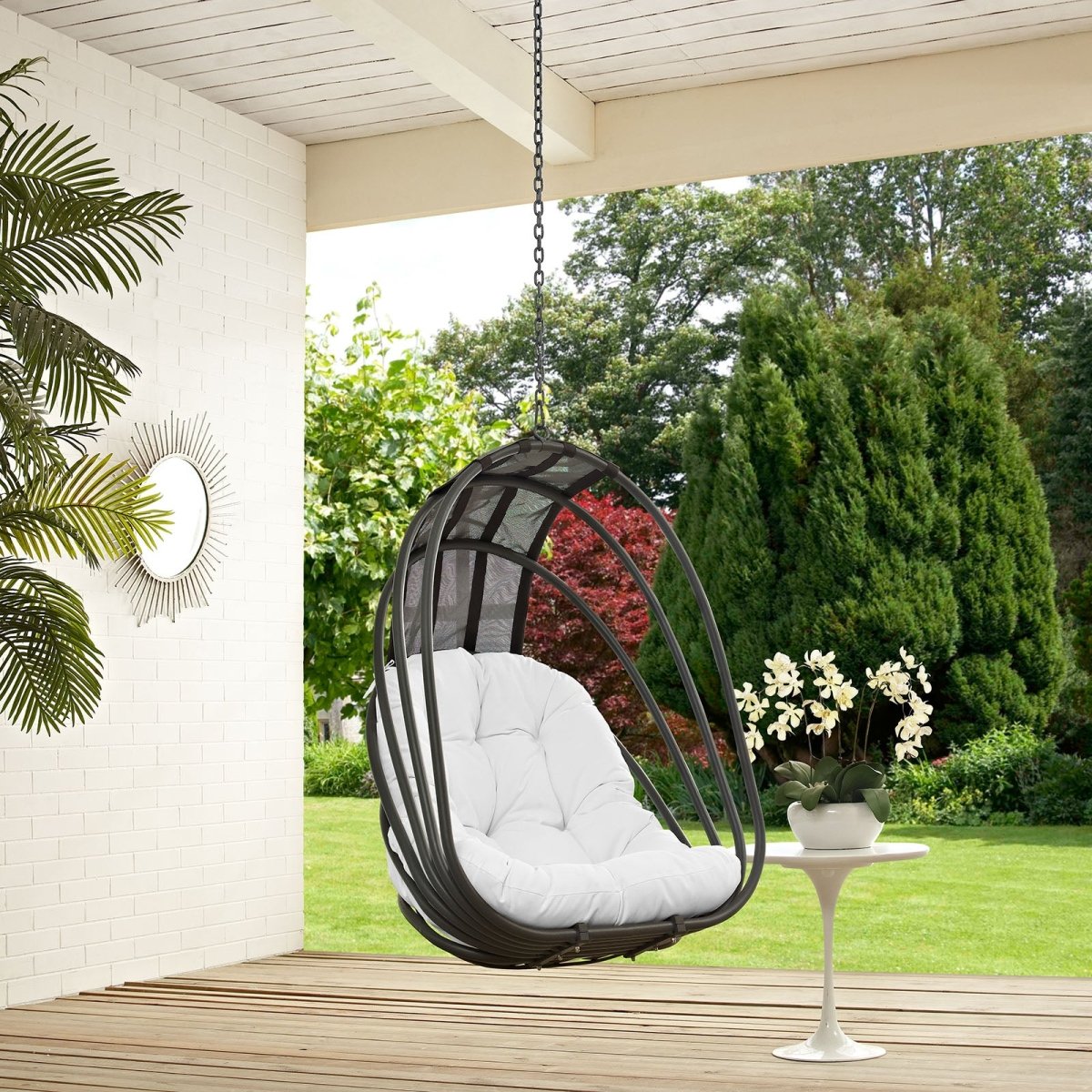 Hanging Outdoor Wicker Chair, Whish Patio Swing Chair - Swing Chair With Chain - BUILDMYPLACE