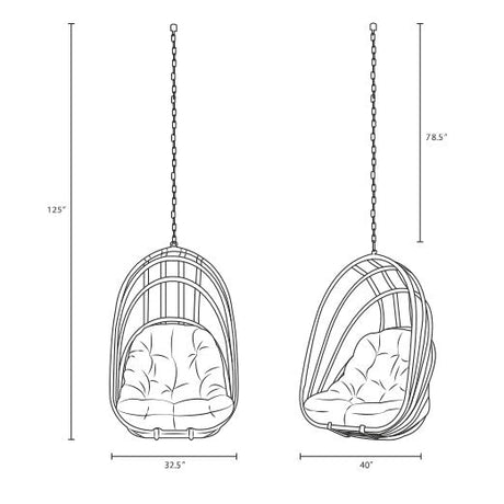 Hanging Outdoor Wicker Chair, Whish Patio Swing Chair - Swing Chair With Chain - BUILDMYPLACE