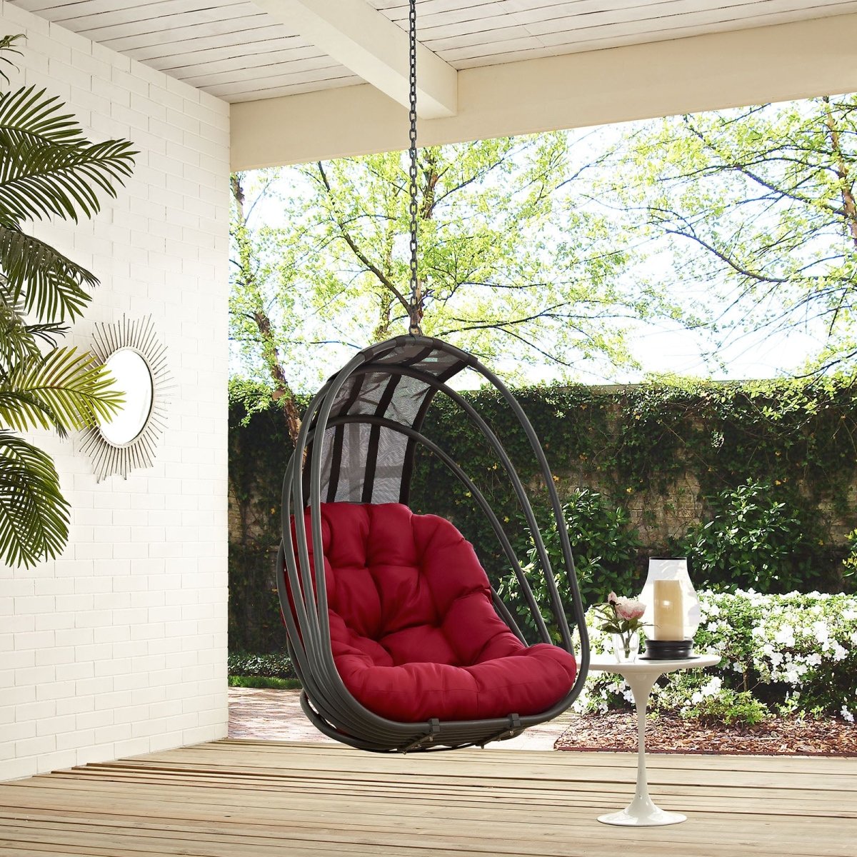 Hanging Outdoor Wicker Chair, Whish Patio Swing Chair - Swing Chair With Chain - BUILDMYPLACE