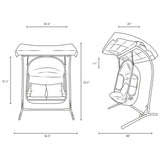 Hanging Wicker Chair With 2 Pillows - Vantage Outdoor Patio Swing Chair With Stand - With White Cushions - BUILDMYPLACE