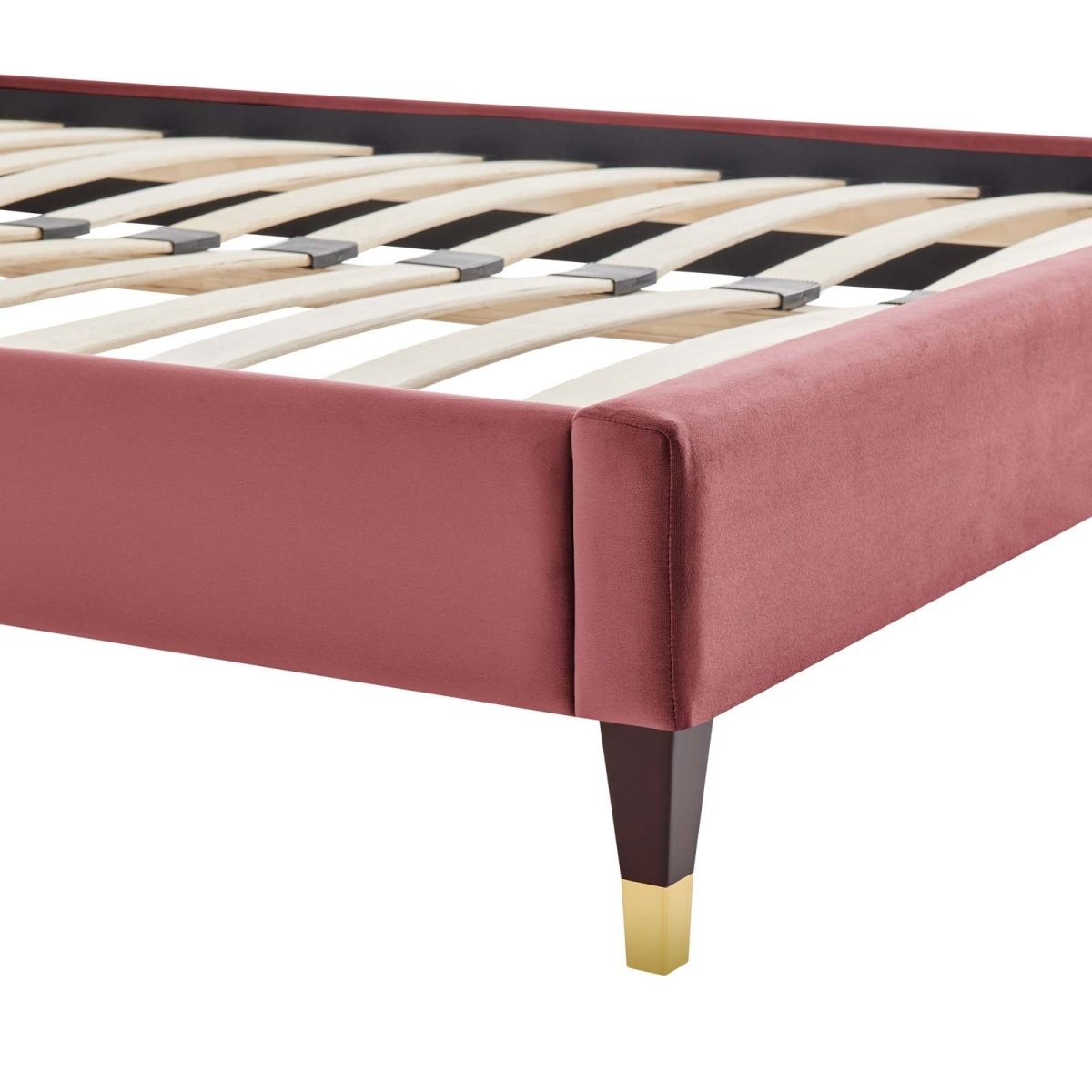 Harlow Queen Performance Velvet Platform Bed Frame - BUILDMYPLACE