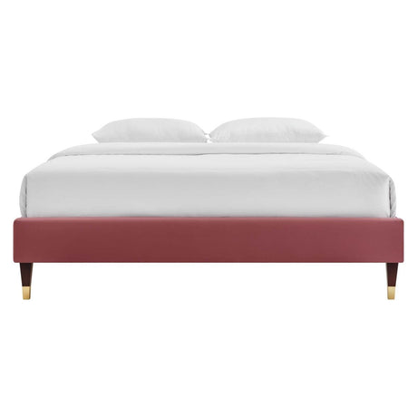 Harlow Twin Performance Velvet Platform Bed Frame - BUILDMYPLACE