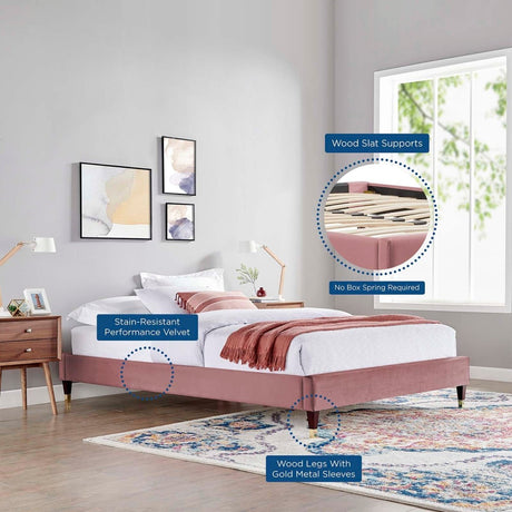 Harlow Twin Performance Velvet Platform Bed Frame - BUILDMYPLACE