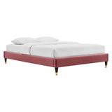 Harlow Twin Performance Velvet Platform Bed Frame - BUILDMYPLACE
