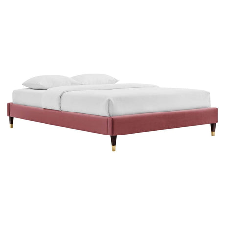 Harlow Twin Performance Velvet Platform Bed Frame - BUILDMYPLACE