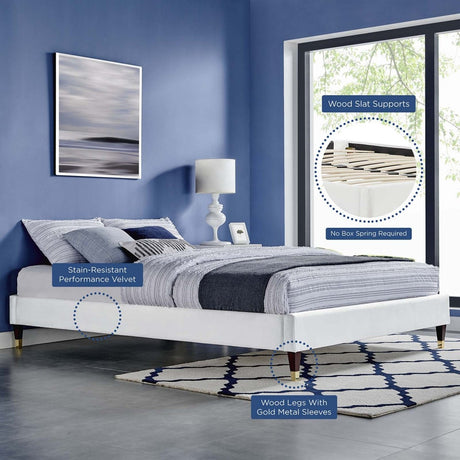 Harlow Twin Performance Velvet Platform Bed Frame - BUILDMYPLACE