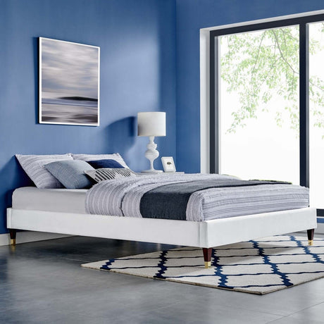 Harlow Twin Performance Velvet Platform Bed Frame - BUILDMYPLACE
