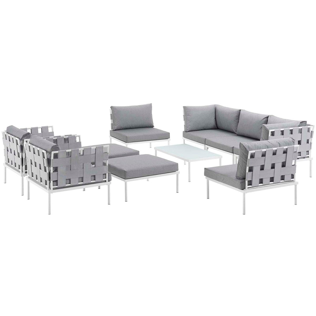 Harmony 10 Piece Outdoor Patio Aluminum Sectional Sofa Set - BUILDMYPLACE