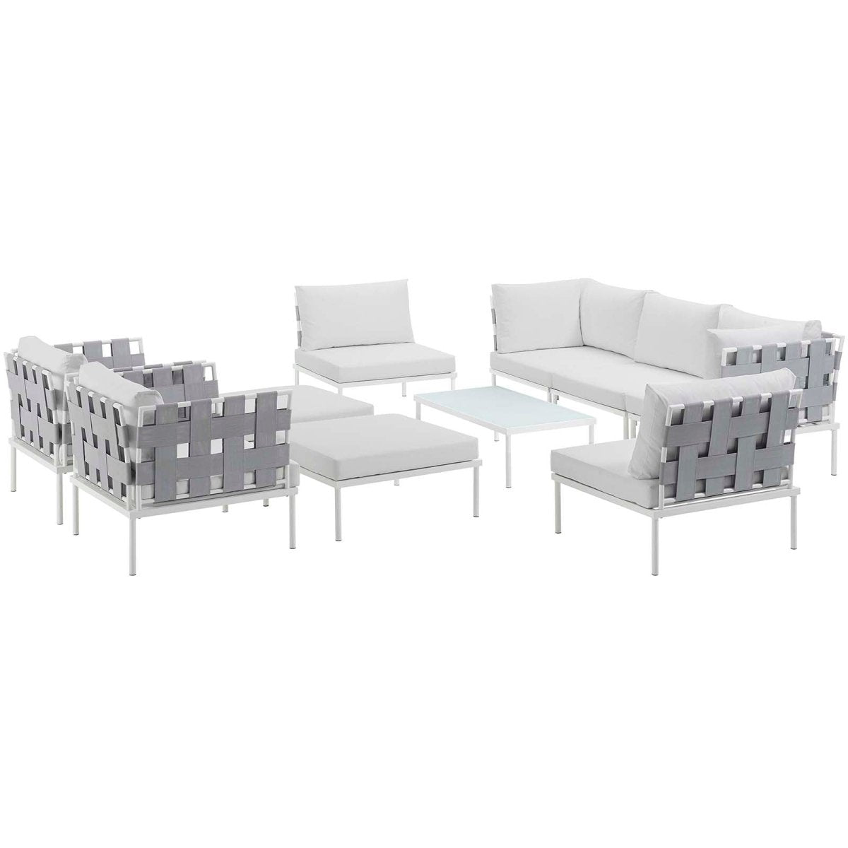 Harmony 10 Piece Outdoor Patio Aluminum Sectional Sofa Set - BUILDMYPLACE