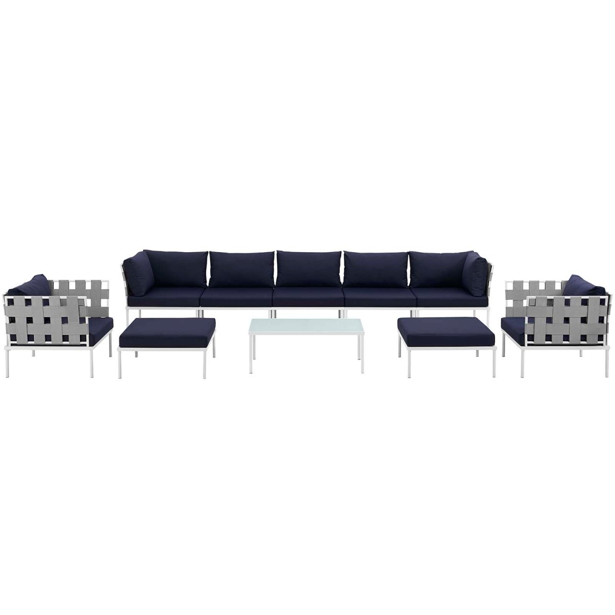Harmony 10 Piece Outdoor Patio Aluminum Sectional Sofa Set - BUILDMYPLACE