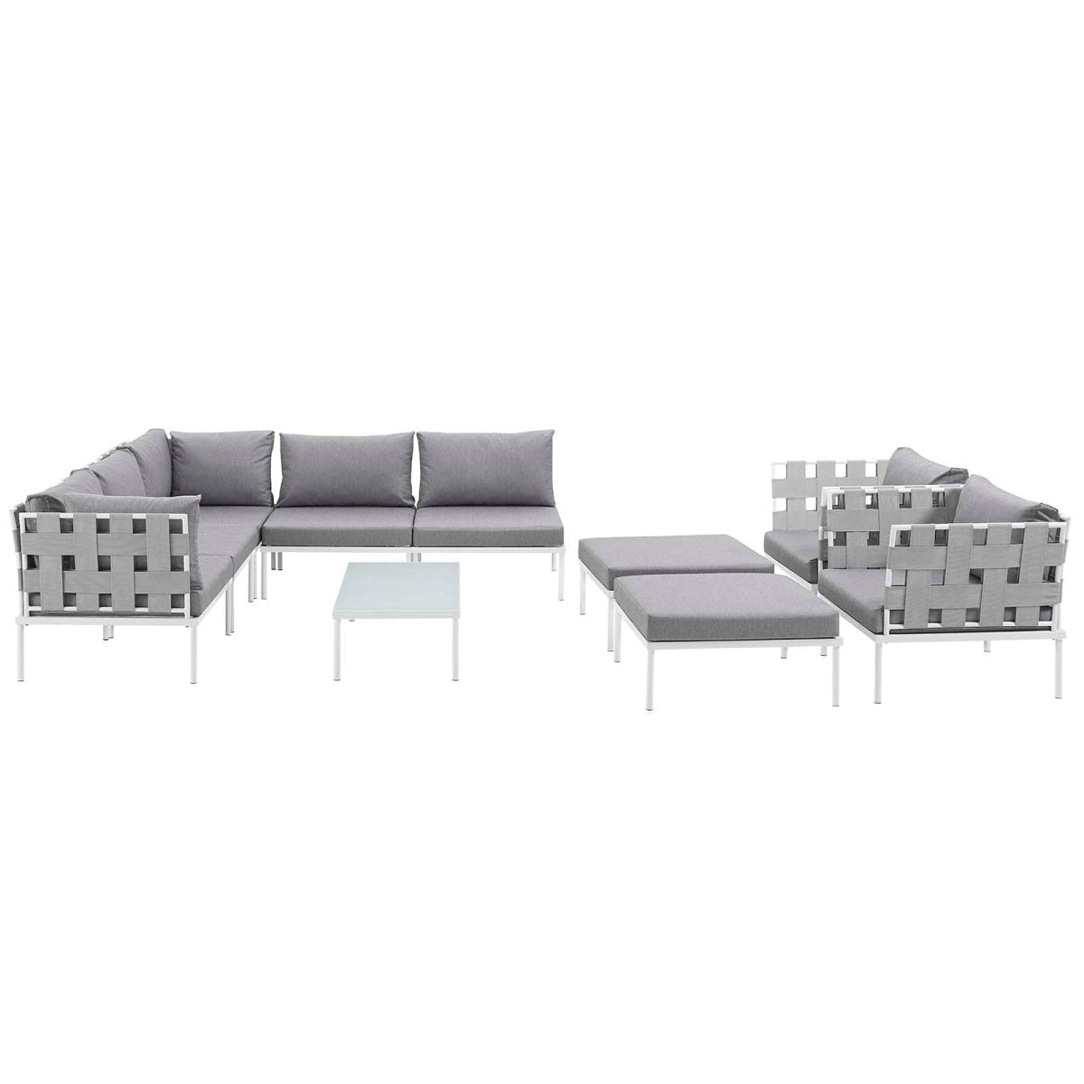 Harmony 10 Piece Outdoor Patio Aluminum Sectional Sofa Set - BUILDMYPLACE