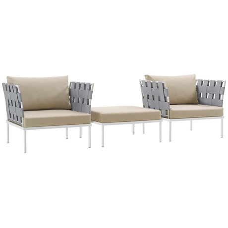 Harmony 3 Piece Outdoor Patio Aluminum Sectional Sofa Set - BUILDMYPLACE