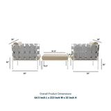 Harmony 3 Piece Outdoor Patio Aluminum Sectional Sofa Set - BUILDMYPLACE