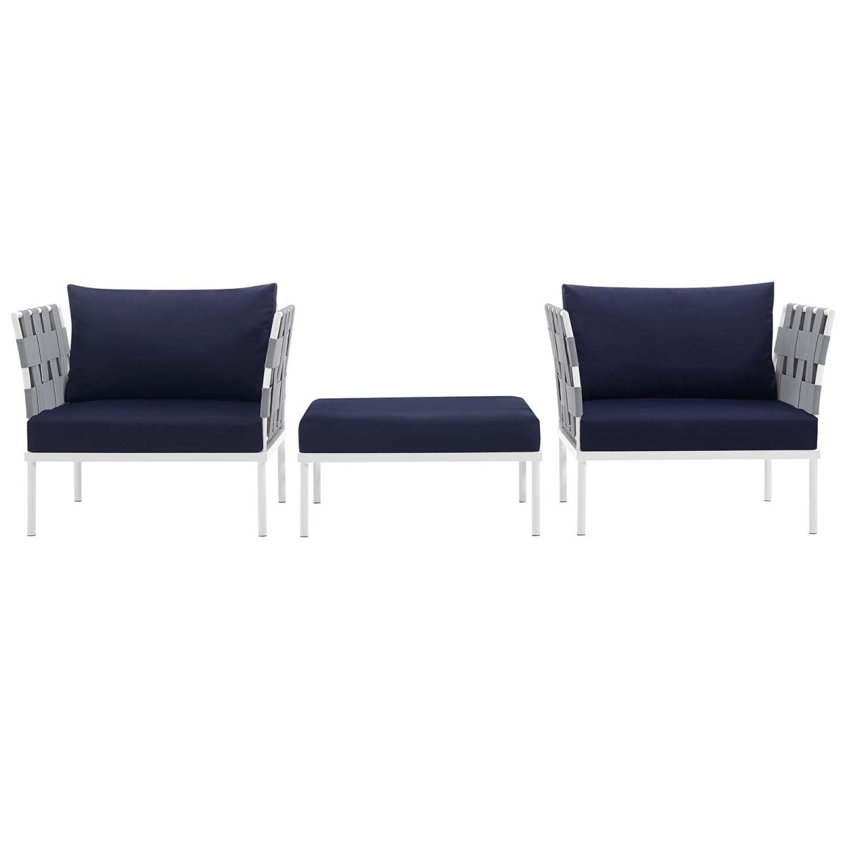 Harmony 3 Piece Outdoor Patio Aluminum Sectional Sofa Set - BUILDMYPLACE