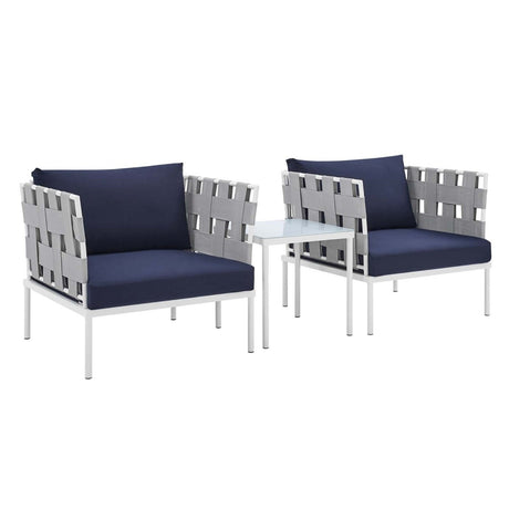 Harmony 3 - Piece Sunbrella Outdoor Patio Aluminum Seating Set - BUILDMYPLACE