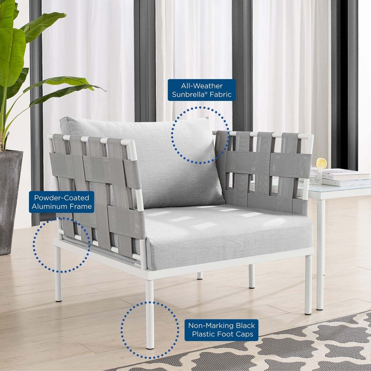 Harmony 3 - Piece Sunbrella Outdoor Patio Aluminum Seating Set - BUILDMYPLACE