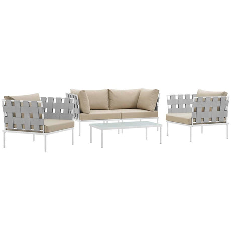 Harmony 5 Piece Outdoor Patio Aluminum Sectional Sofa Set - BUILDMYPLACE