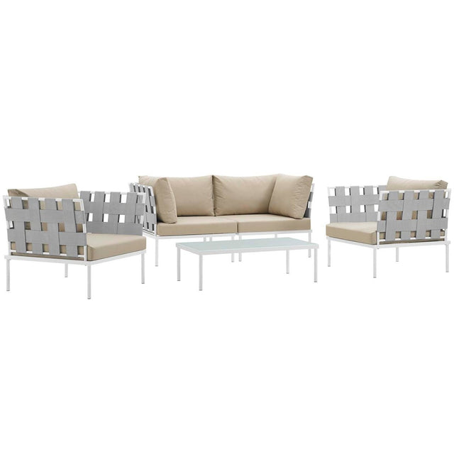 Harmony 5 Piece Outdoor Patio Aluminum Sectional Sofa Set - BUILDMYPLACE