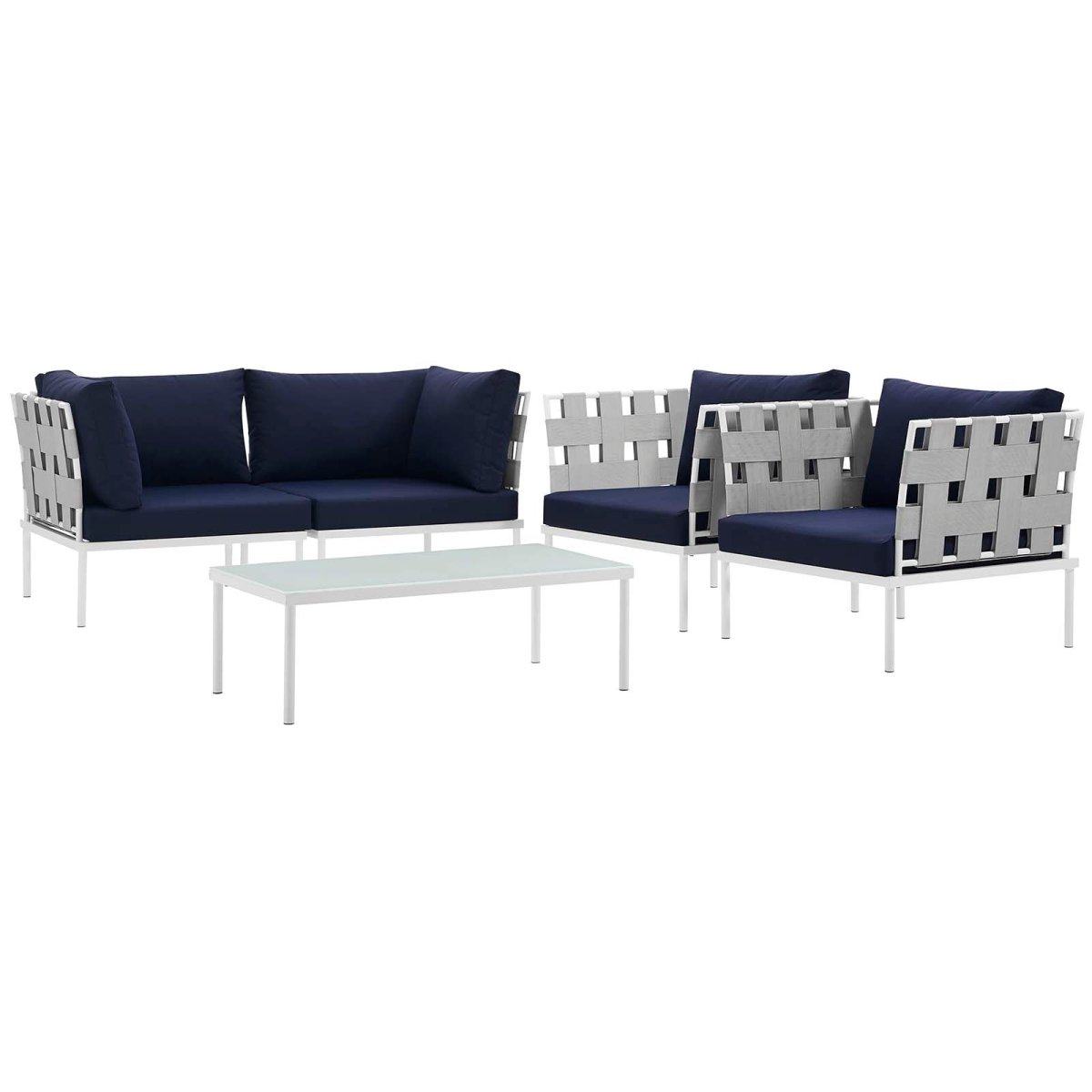 Harmony 5 Piece Outdoor Patio Aluminum Sectional Sofa Set - BUILDMYPLACE
