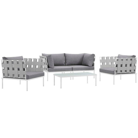 Harmony 5 Piece Outdoor Patio Aluminum Sectional Sofa Set - BUILDMYPLACE